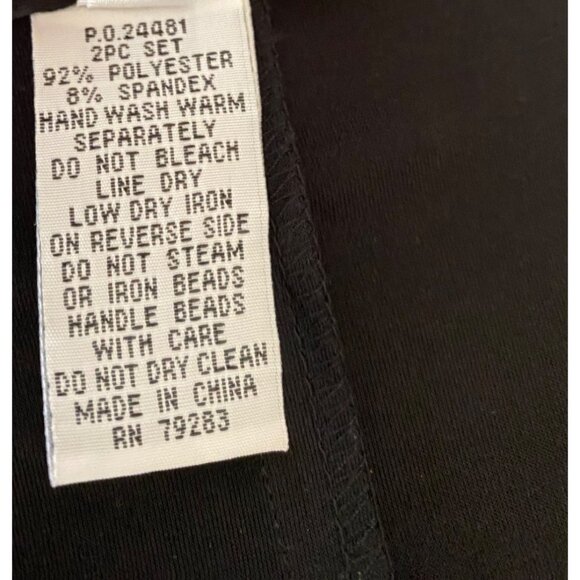 Alex Evenings Black Open Front Cardigan Bead Jewel Accent Sleeves Petite Large - Picture 6 of 10